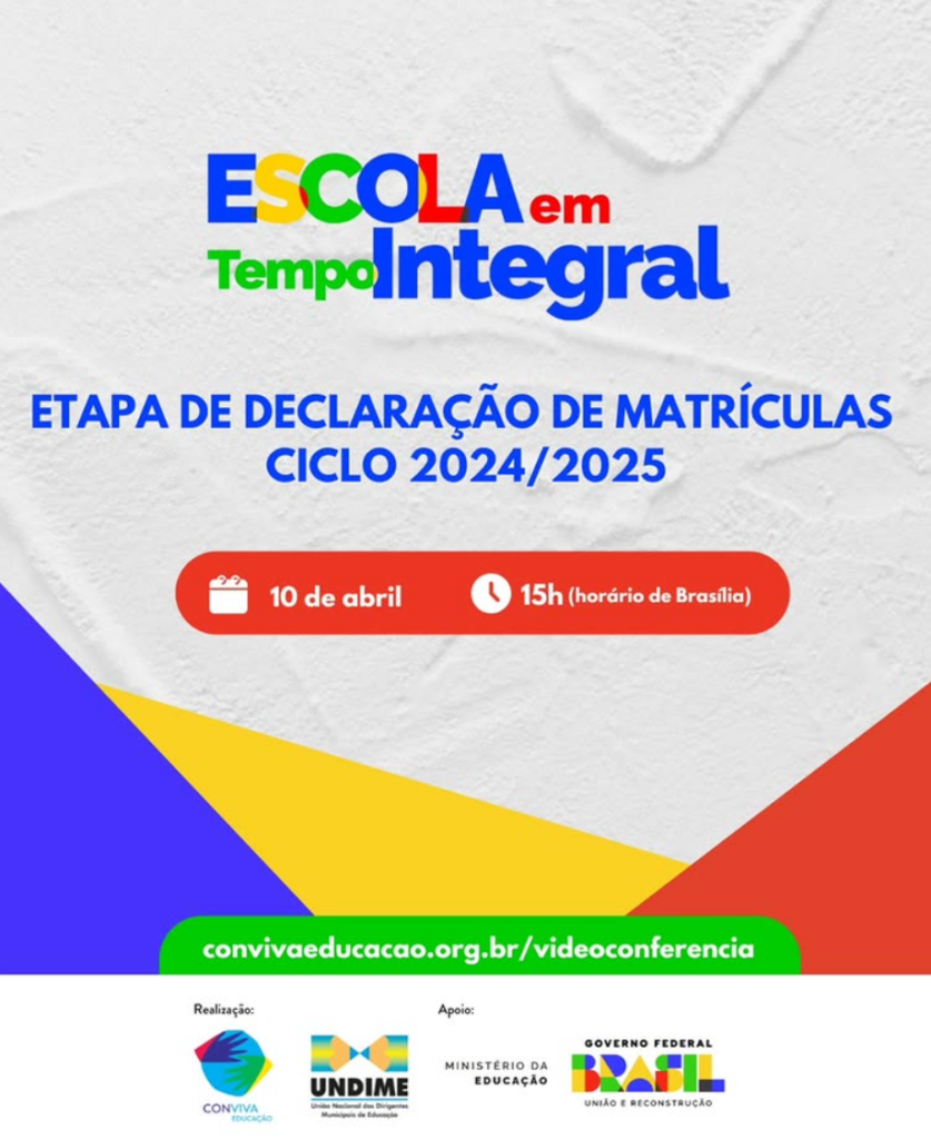 Declaração das matrículas pactuadas para o ciclo 2024/2025 do Programa Escola em Tempo Integral é tema de videoconferência 1 undime